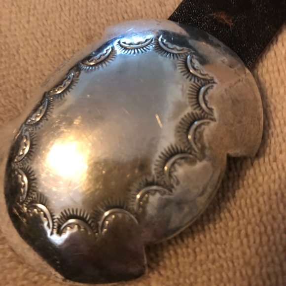 Authentic Sterling Silver Navajo Concho Belt Vintage 1980’s signed by artist - Picture 4 of 8